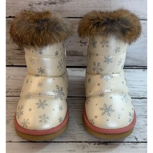 Merence Toddler Girl’s White Winter Snowflake Boots (Size 6T)